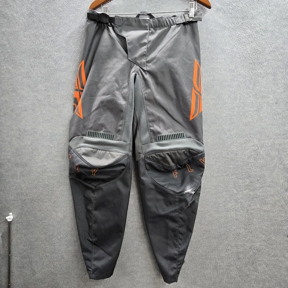 Fly Racing Men Pants 32 Gray Logo F-16 Motocross Pants Zipper 30